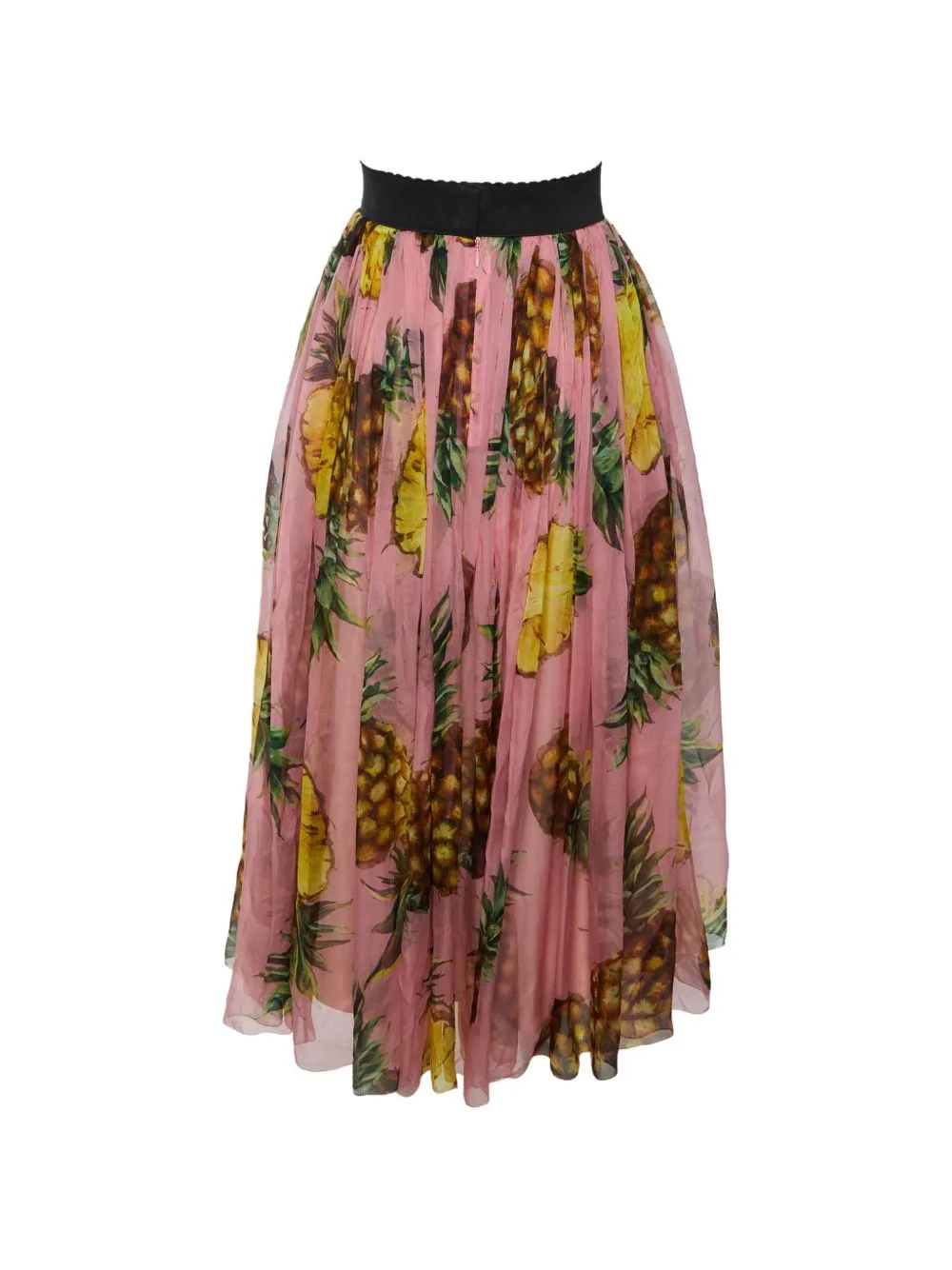 Pineapple-Print Silk Midi Skirt by Dolce & Gabbana Pre-Owned