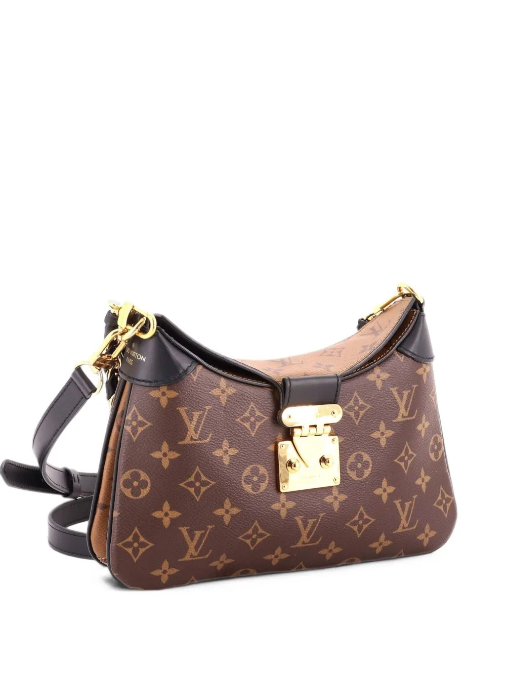 LV Twinny Handbag Monogram Canvas and Reverse Monogram Canvas with Leather Shoulder Bag by Louis Vuitton Pre-Owned