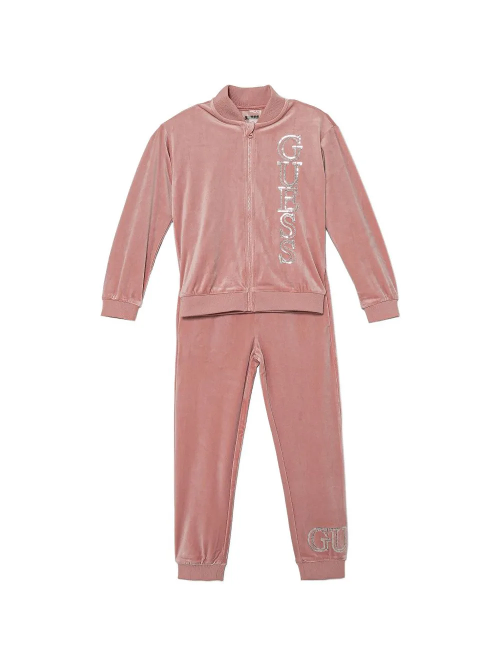 Logo-Embellished Velvet Tracksuit by guess kids