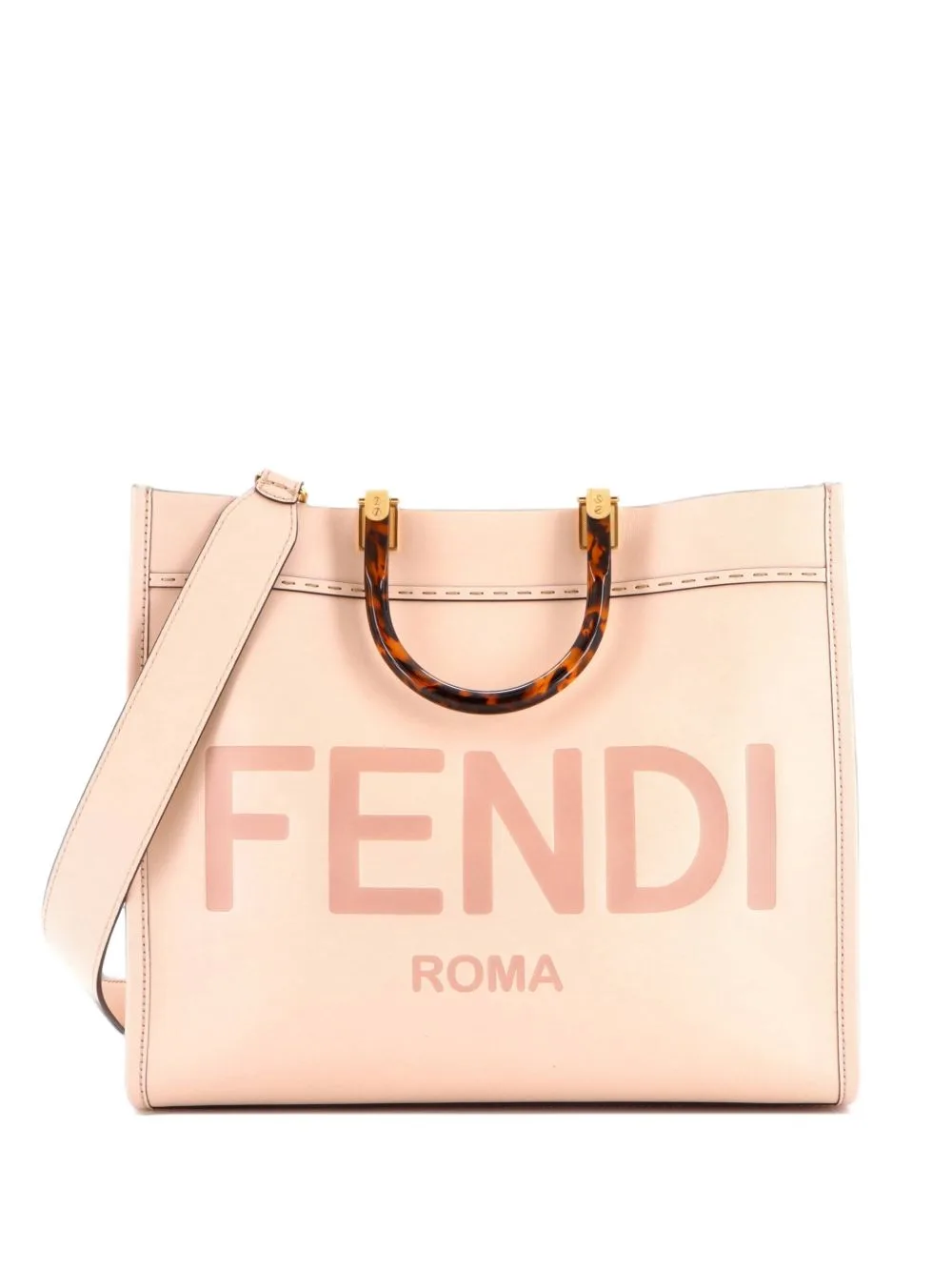 Sunshine Shopper Leather Medium Tote Bag by Fendi Pre-Owned