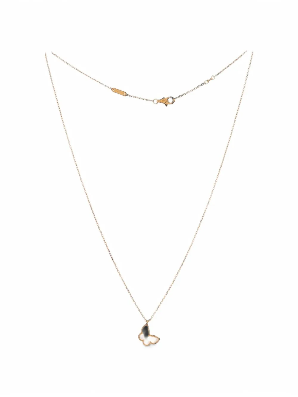 Sweet Alhambra Butterfly Pendant 18K Yellow Gold and Mother of Pearl Necklace by Van Cleef & Arpels Pre-Owned
