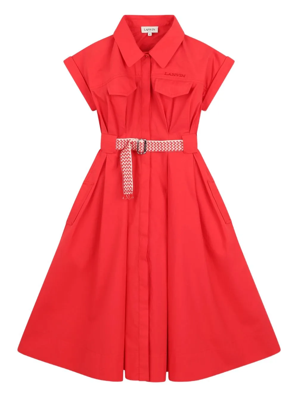 Belted Collared Shirt Dress by Lanvin Enfant