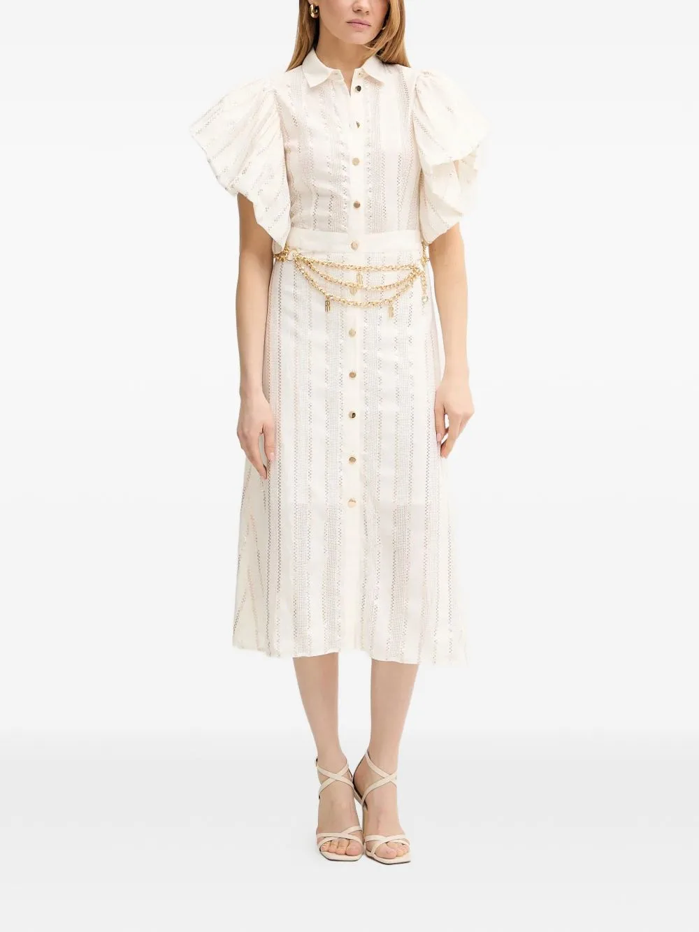 Ruffled Buttoned Midi Dress by FRACOMINA