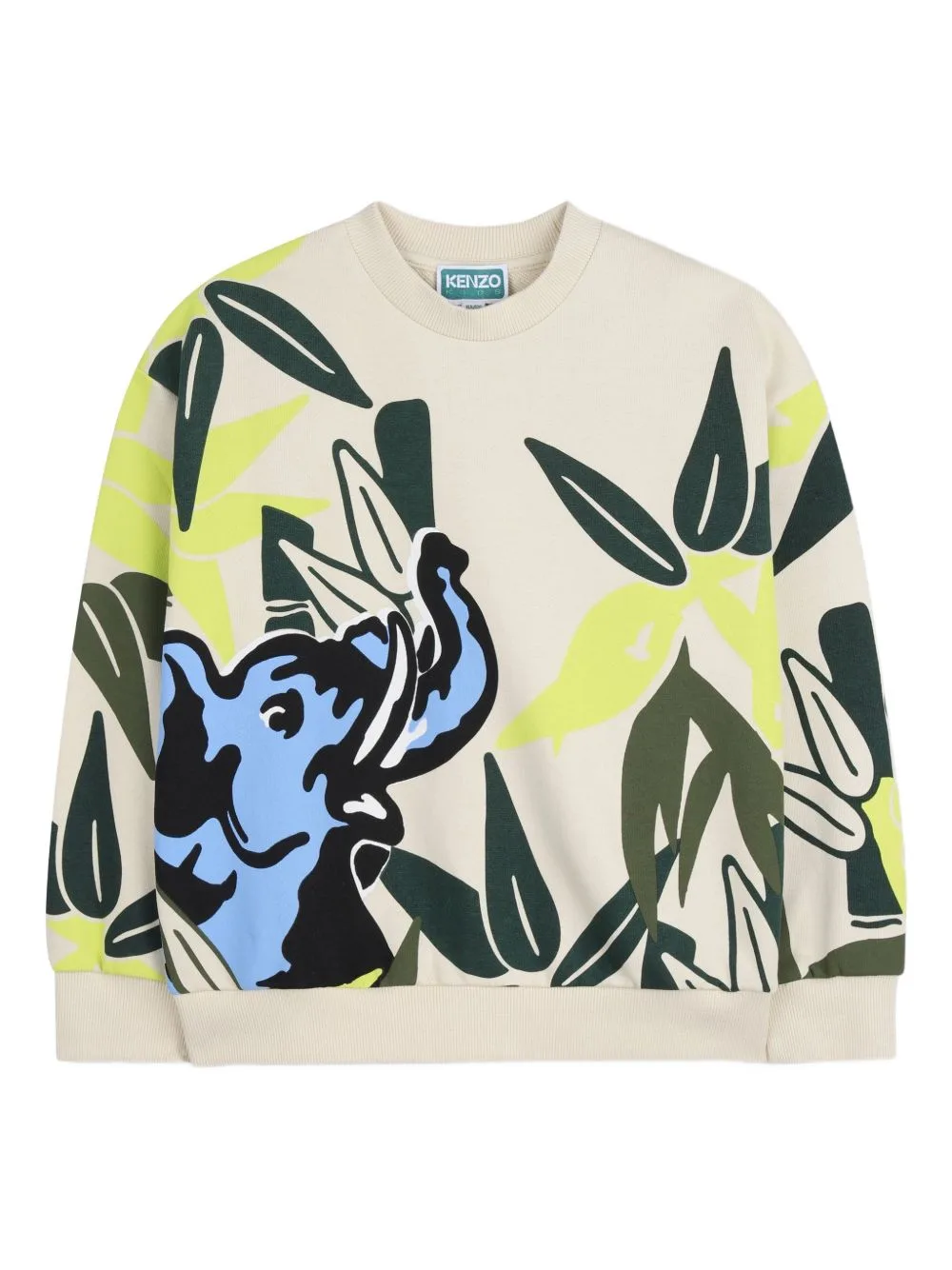 Elephant-Motif Floral Sweatshirt by Kenzo Kids