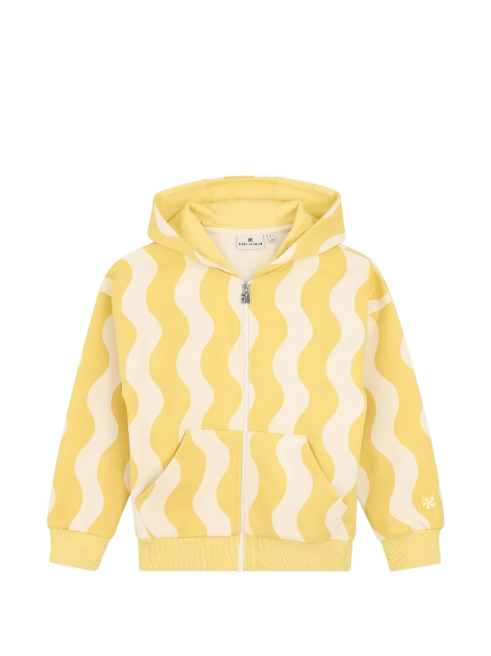 Wave-Pattern Zip-Up Hoodie by Kids Around