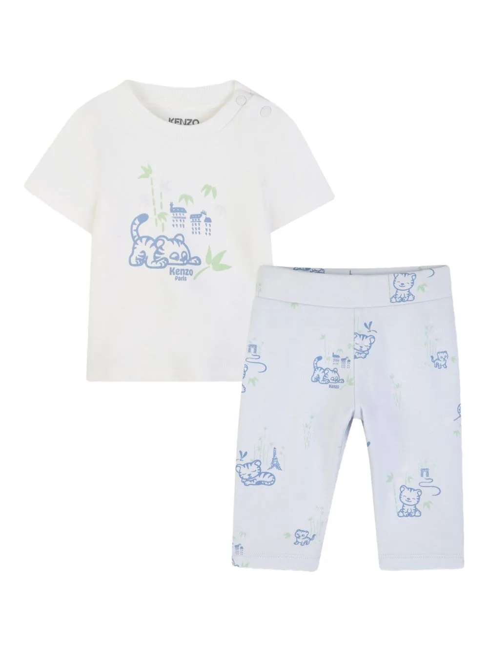 Tiger-Graphic Trousers and T-Shirt Set by Kenzo Kids