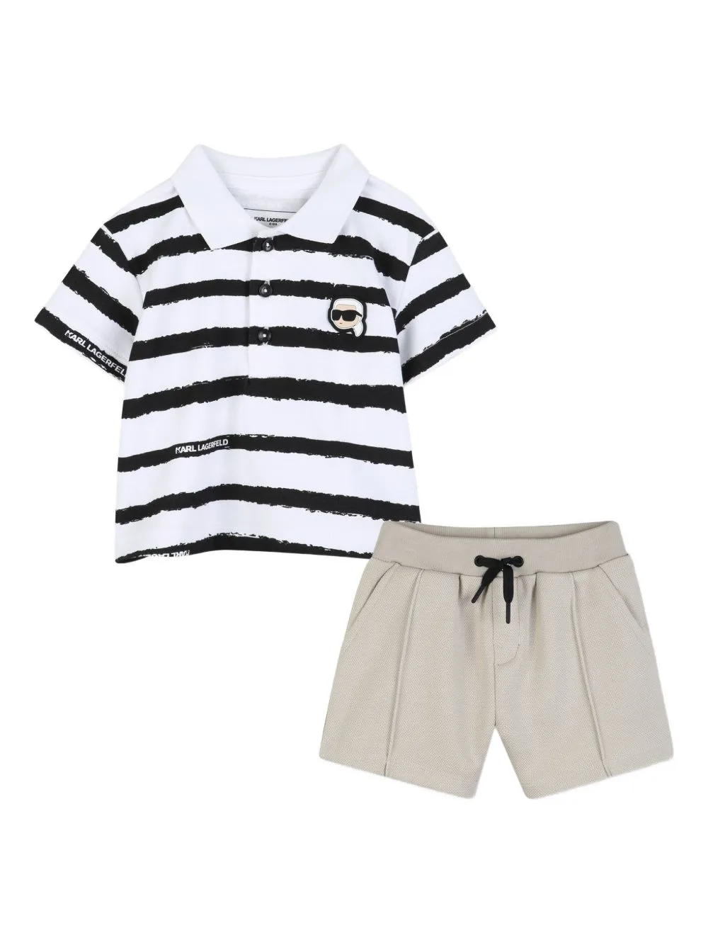 Ikonik Karl Striped Shorts Set by Karl Lagerfeld Kids