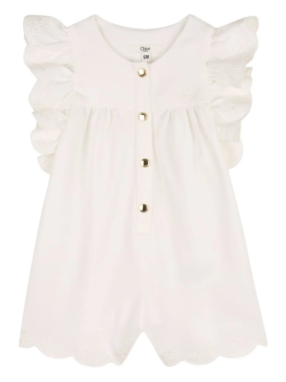 Ruffled Scallop-Trim Romper by Chloé Kids