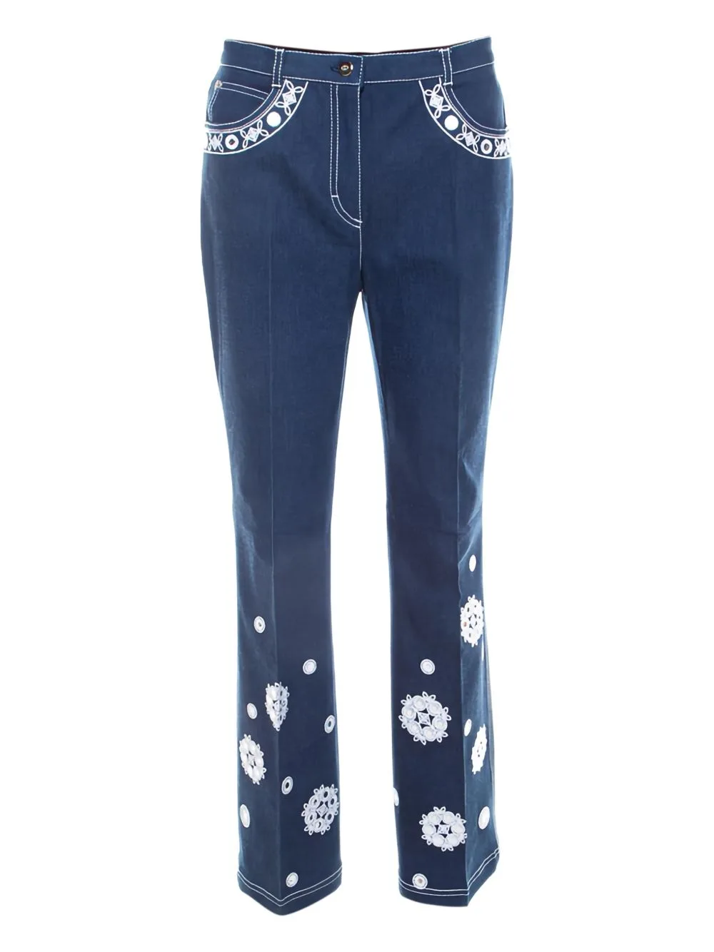 Floral-Embroidered Jeans by Escada Pre-Owned