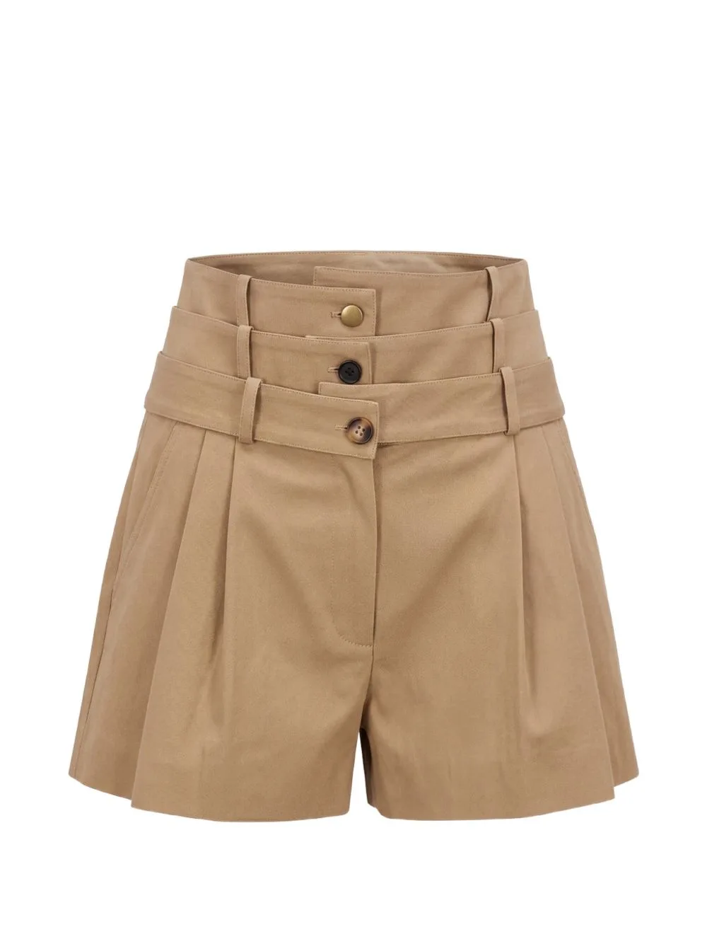 Triple-Waistband Pleated Shorts