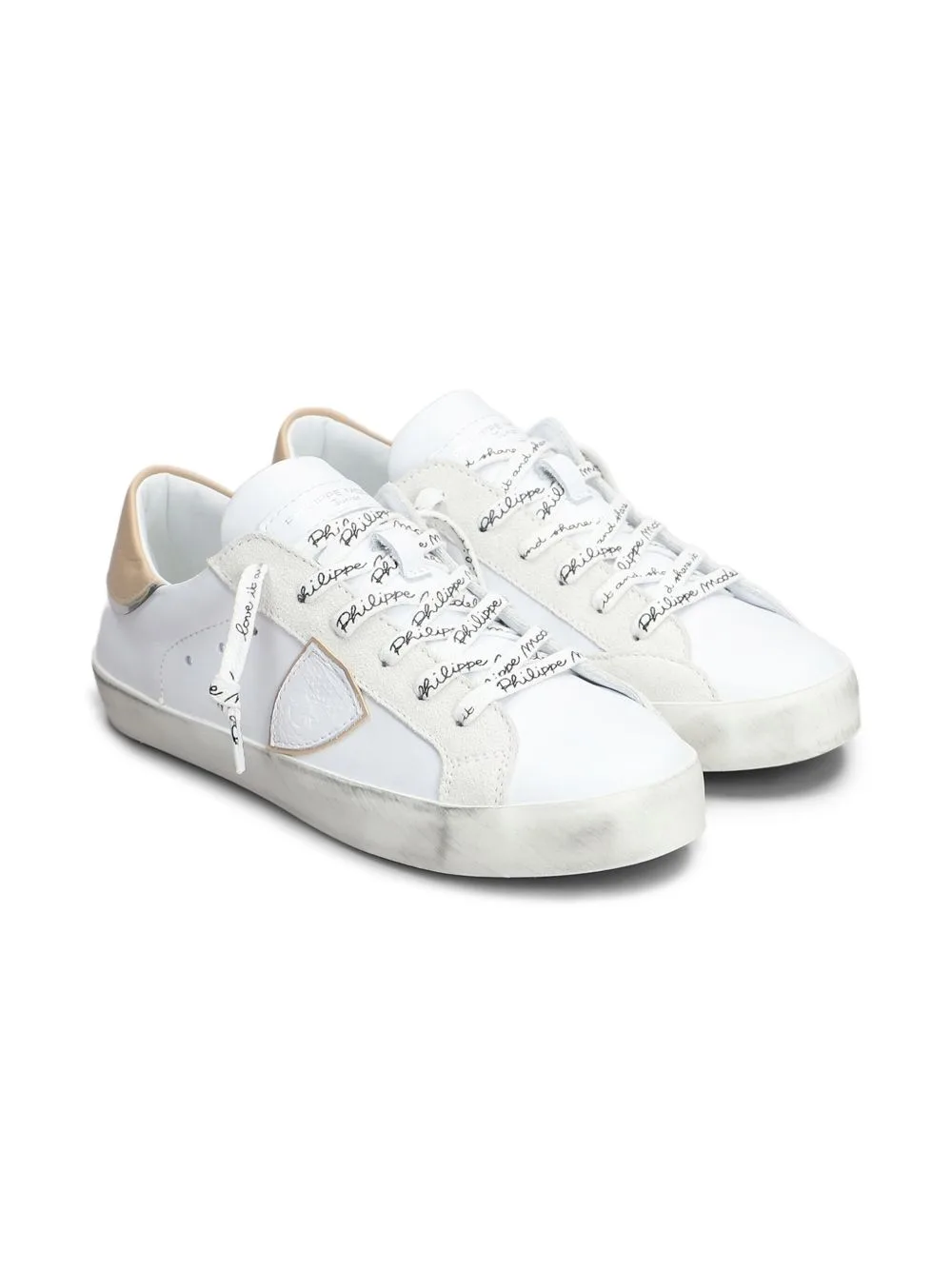 Distressed Leather Sneakers by Philippe Model Kids