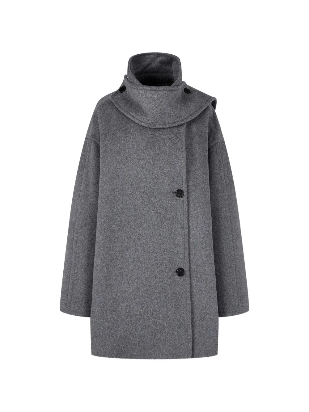 Scarf-Detail Wool-Blend Coat by TOMBOY