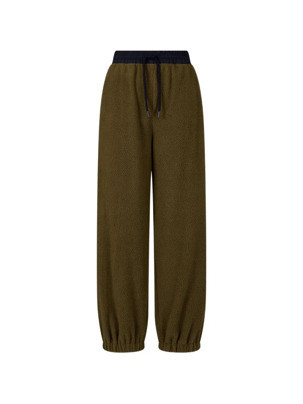 Contrast-Waist Fleece-Texture Track Pants by TOMBOY