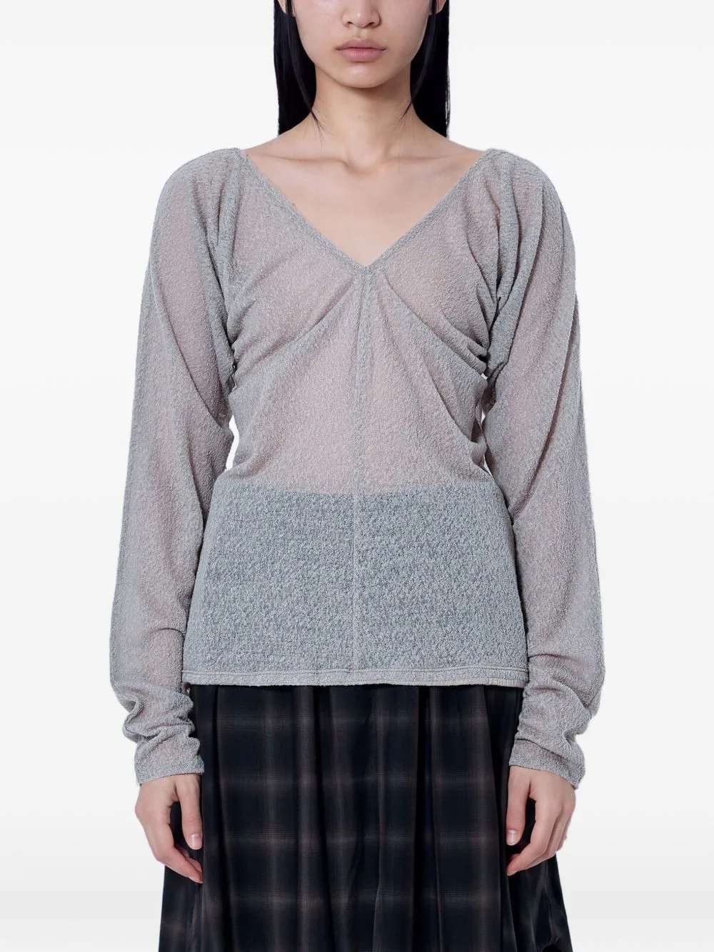 Sheer Gathered V-Neck Top by OUR LEGACY