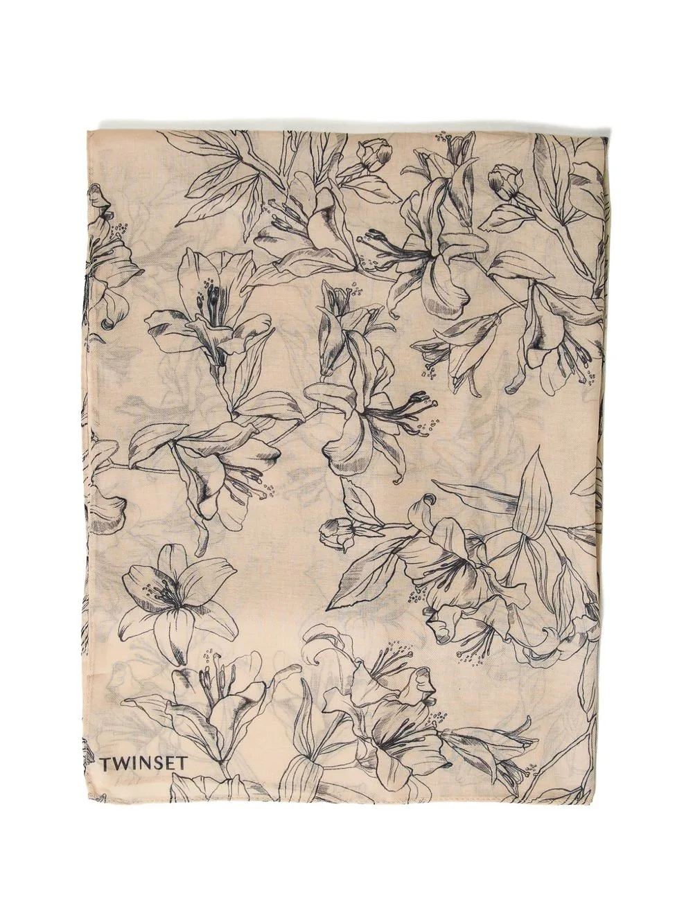 Floral-Print Kefiah with Logo by TWINSET