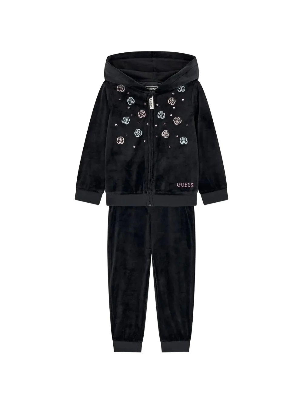 Floral-Embroidered Sequin-Embellished Tracksuit Set (set of Two) by guess kids