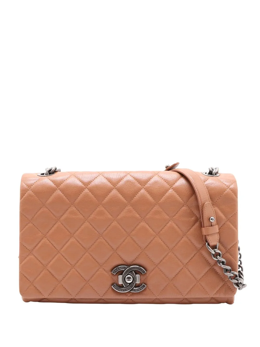2015-2016 Large Quilted Goatskin City Rock Flap Shoulder Bag by CHANEL Pre-Owned