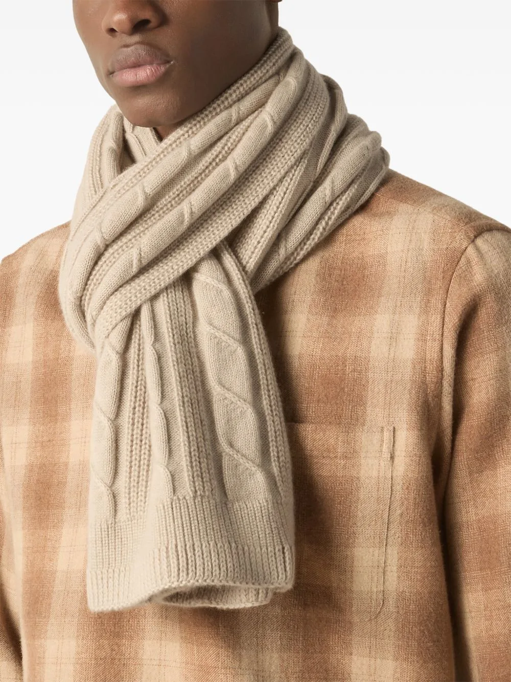 Cream White Mélange Oasi Cashmere Scarf by Zegna