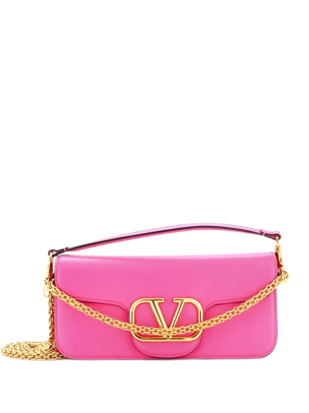 VLogo Loco Flap Shoulder Bag Leather Medium Clutch Bag by Valentino Garavani Pre-Owned