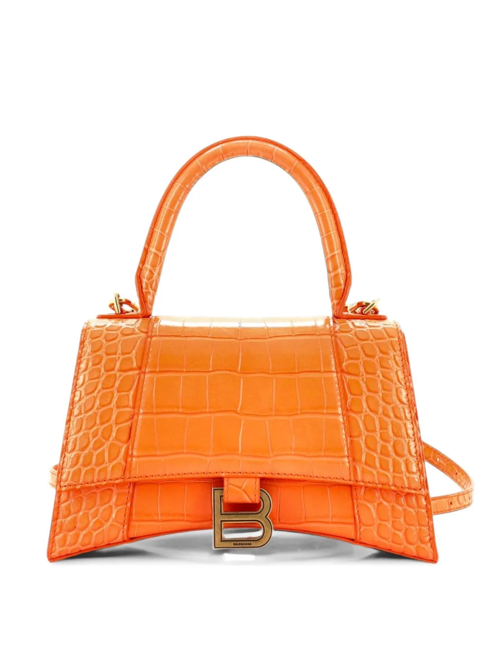 Hourglass Top Handle Bag Crocodile Embossed Leather Small Crossbody Bag by Balenciaga Pre-Owned