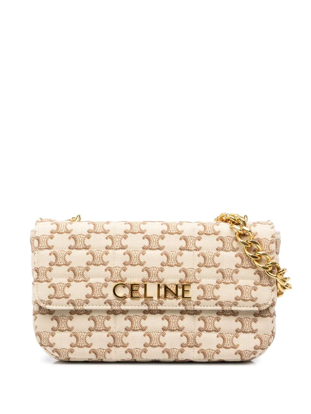 2023 Triomphe Matelasse Canvas Monochrome Chain Shoulder Bag by Celine Pre-Owned