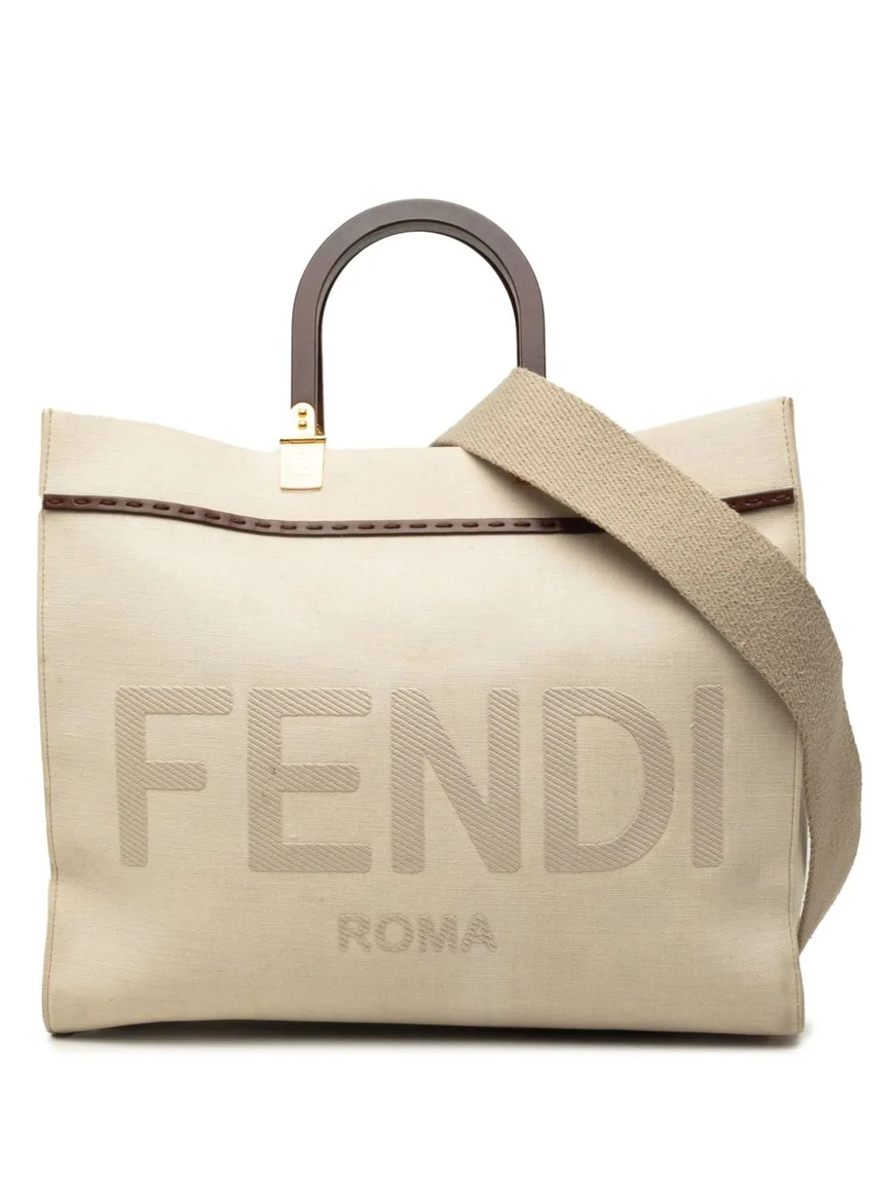 2010-2026 Medium Canvas Sunshine Shopper Tote Satchel by Fendi Pre-Owned