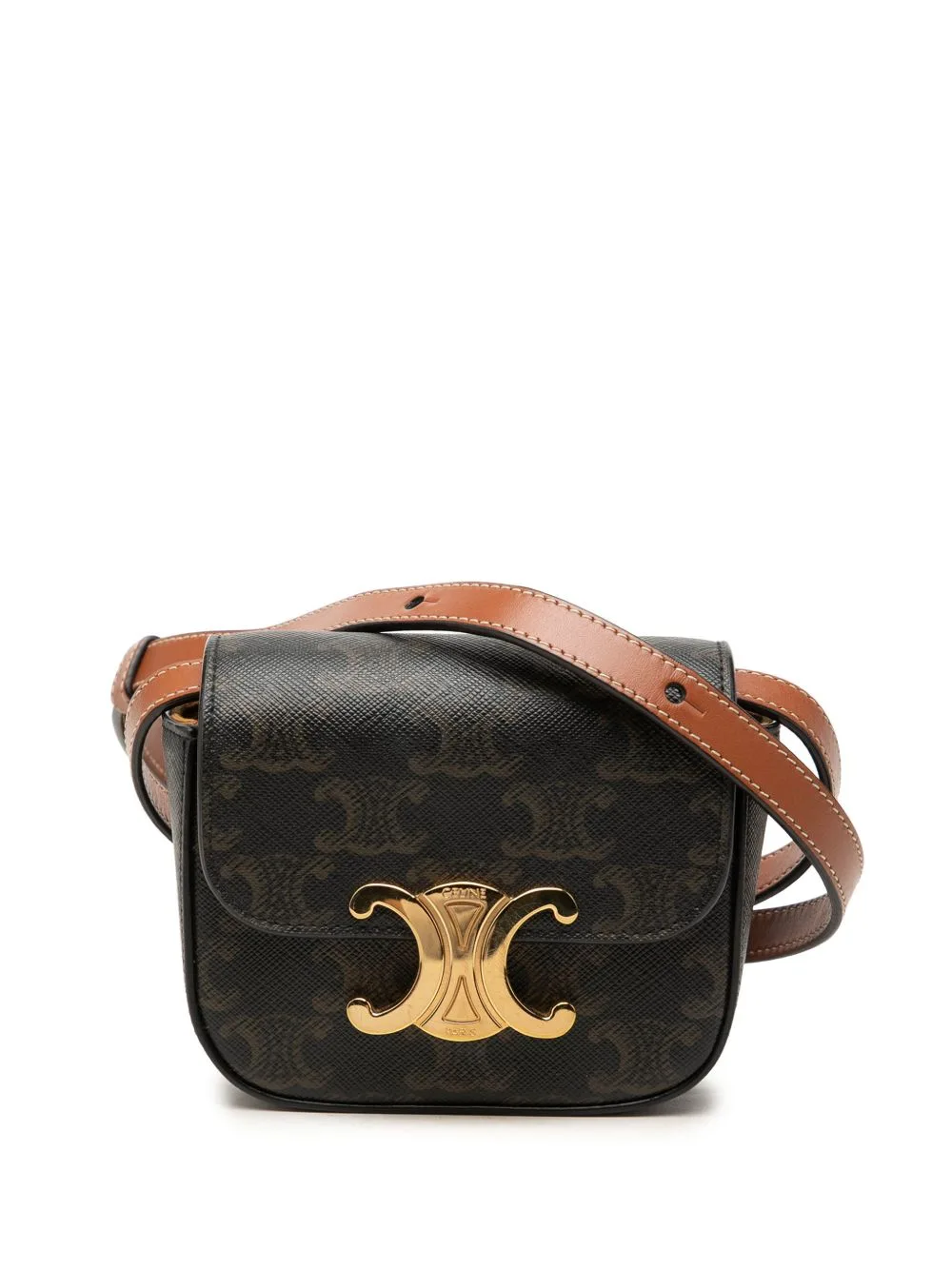 2022 Mini Triomphe Coated Canvas Claude Crossbody Bag by Celine Pre-Owned