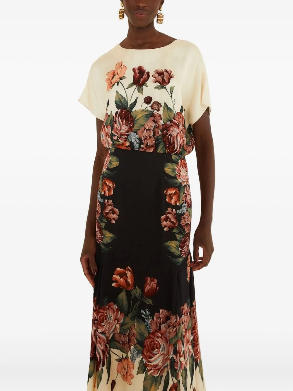 Winter-Floral Short-Sleeve Maxi Dress by FARM Rio