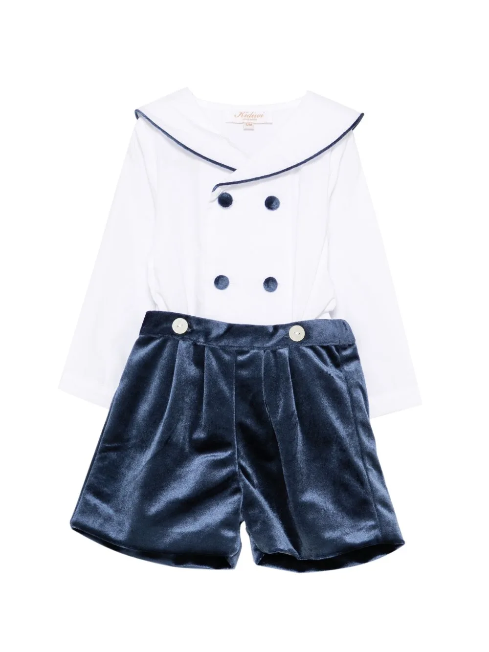 Velvet Sailor-Collar Romper by KIDIWI