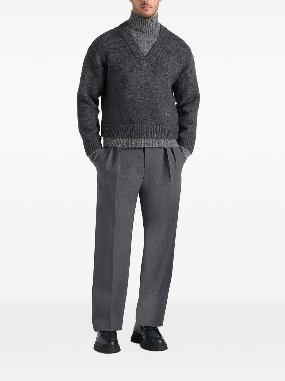 Jacques Double-Layer Wool-Blend V-Neck Knit Jumper by Manière De Voir