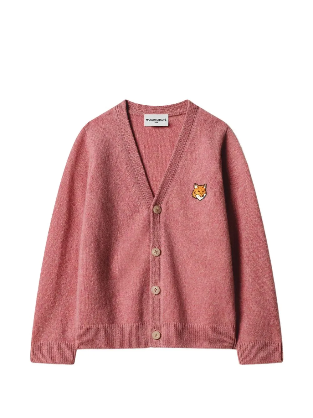 Fox-Head-patch V-Neck Cardigan by MAISON KITSUNE KIDS
