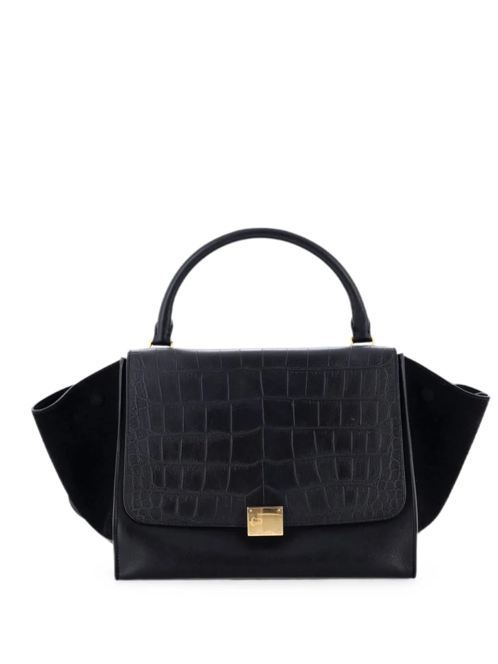 Trapeze Bag Crocodile Embossed Leather Medium Satchel by Celine Pre-Owned