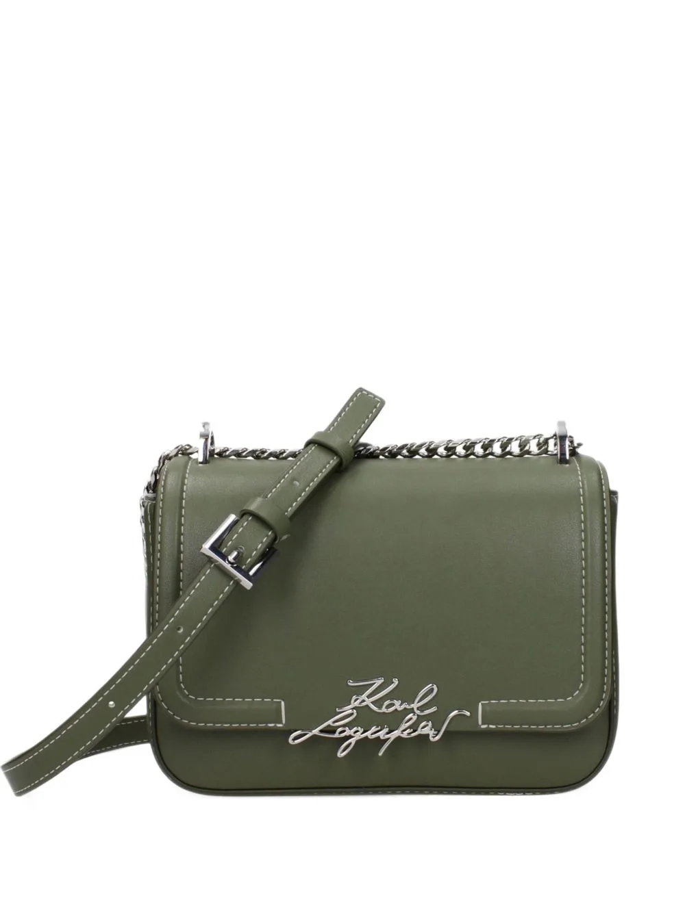 Logo-Plaque Topstitched Cross-Body Bag by Karl Lagerfeld