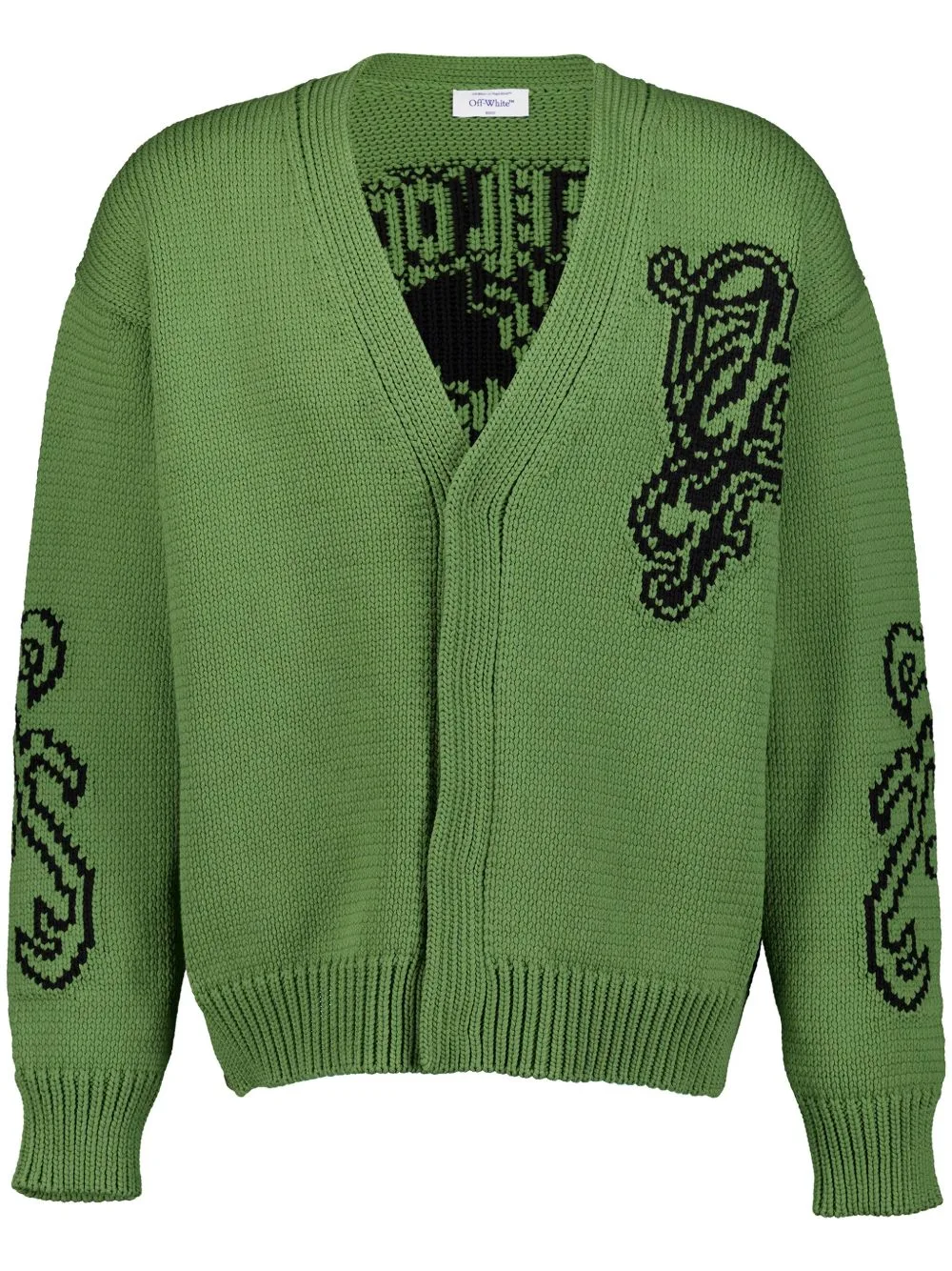 V-Neck Intarsia-Knit Cardigan by Off-White