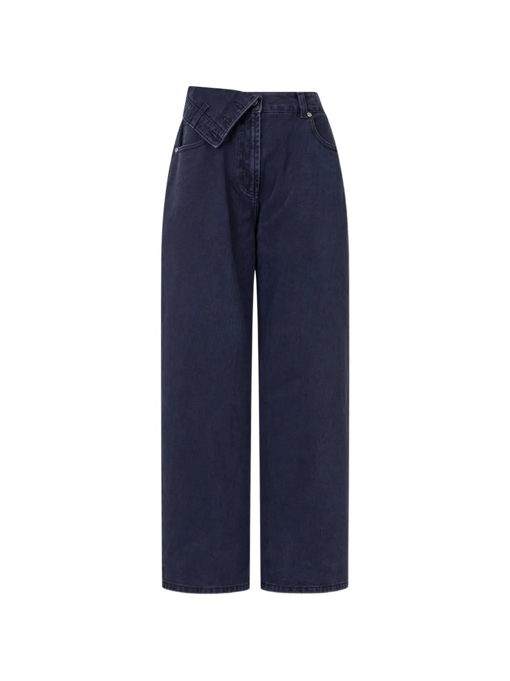 Asymmetric-Waistband Wide-Leg Jeans by TOMBOY
