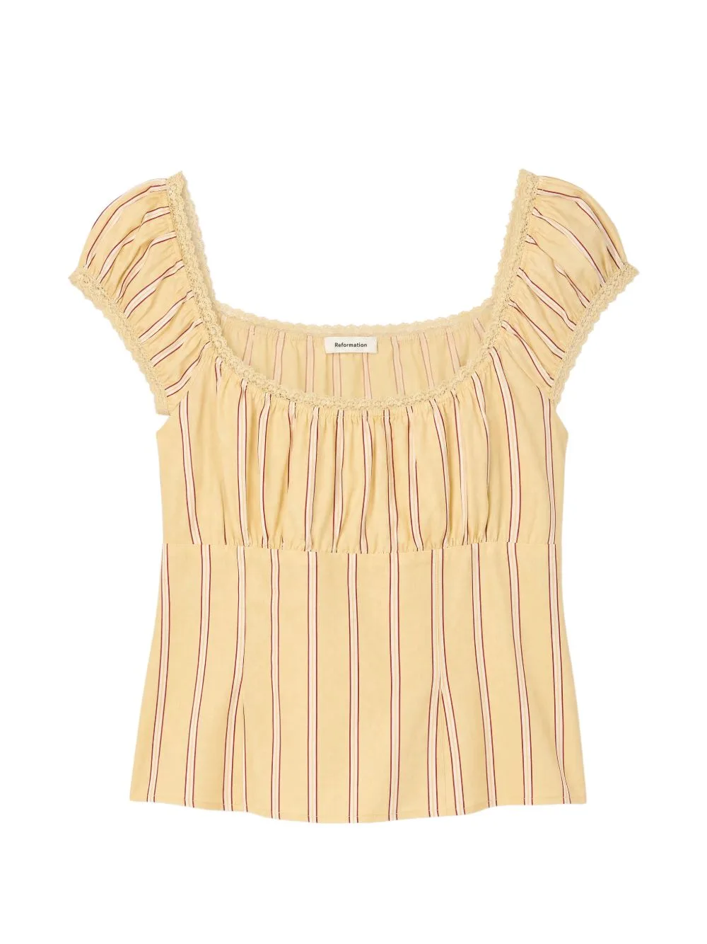Amouret Striped Lace-Trim Top by Reformation