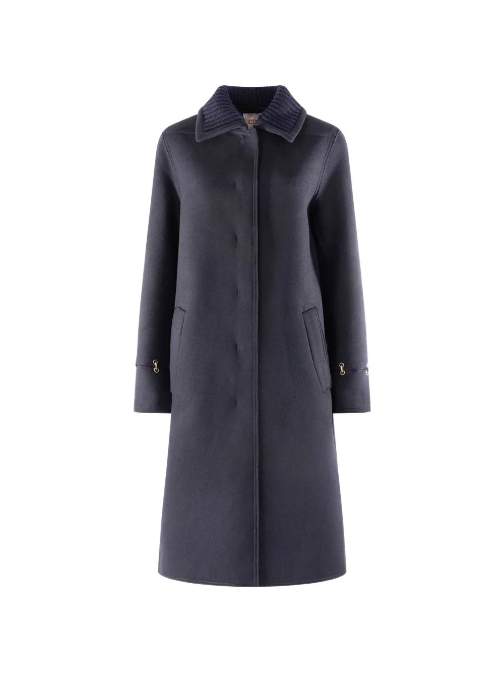 Ribbed-Collar Hardware-Detail Coat by Iceberg