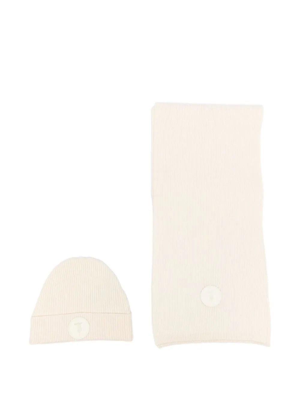 Ribbed-Knit Logo-Patch Scarf and Beanie Hat Set by TRUSSARDI JUNIOR