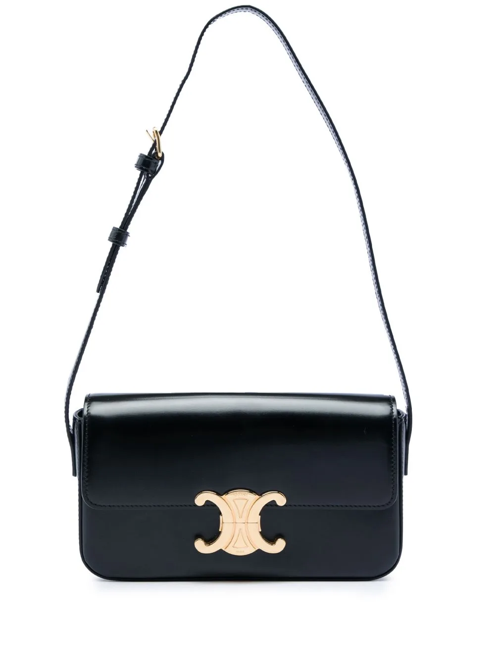 2023 Shiny Calfskin Triomphe Claude Shoulder Bag by Celine Pre-Owned