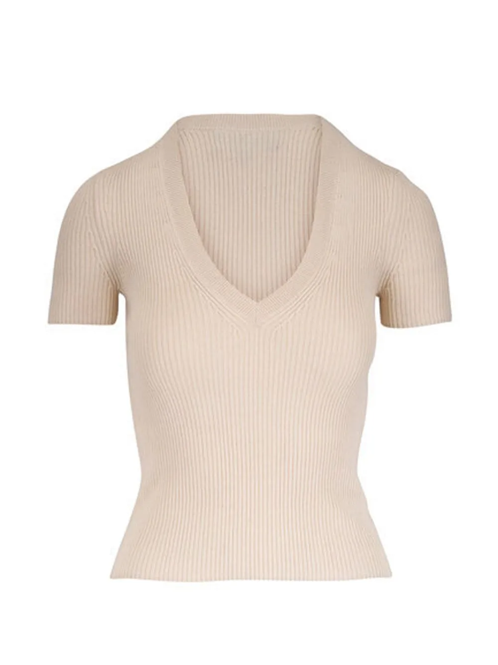 Italia Ribbed V-Neck T-Shirt by Nili Lotan