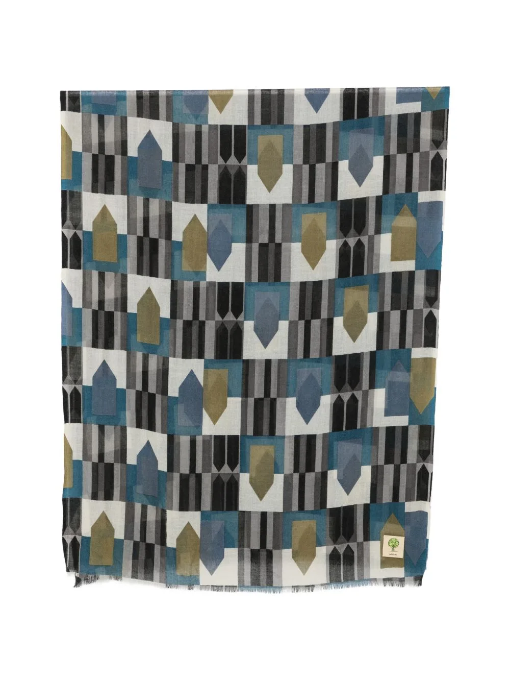 Geometric-Print Fringed Scarf by Baobab