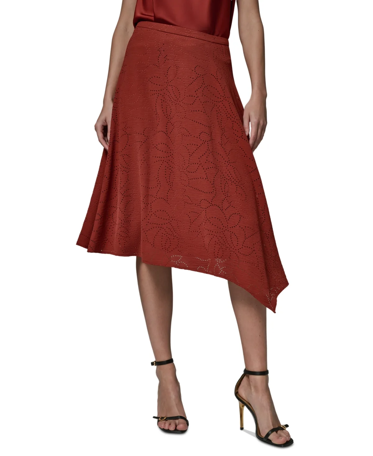 Laser Cut High-Low Skirt by Donna Karan New York