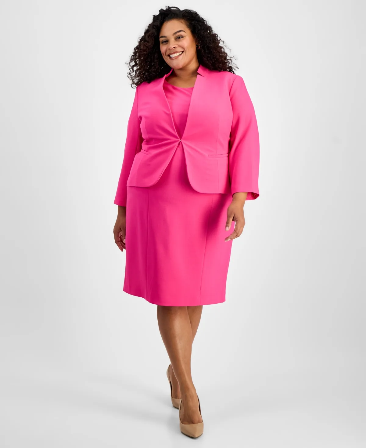 Cutout Kissing Jacket & Sheath Dress Suit Set by Le Suit