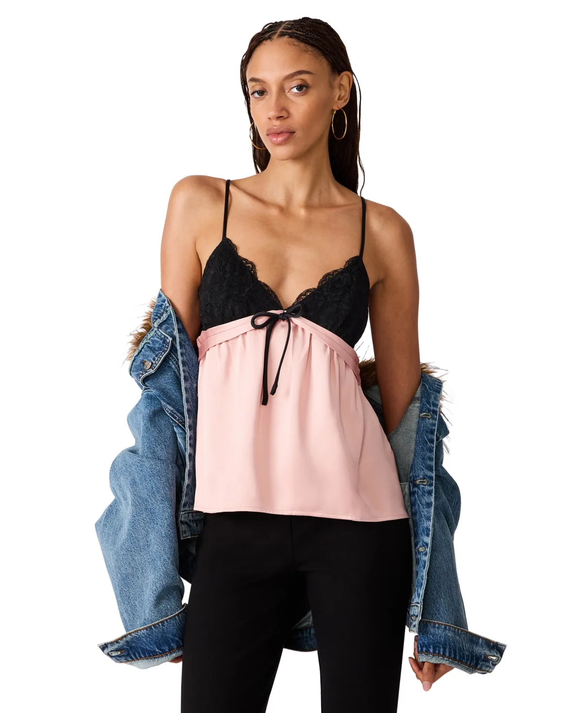 Francine Tie-Front Sweetheart Lace-Trim Camisole by Steve Madden
