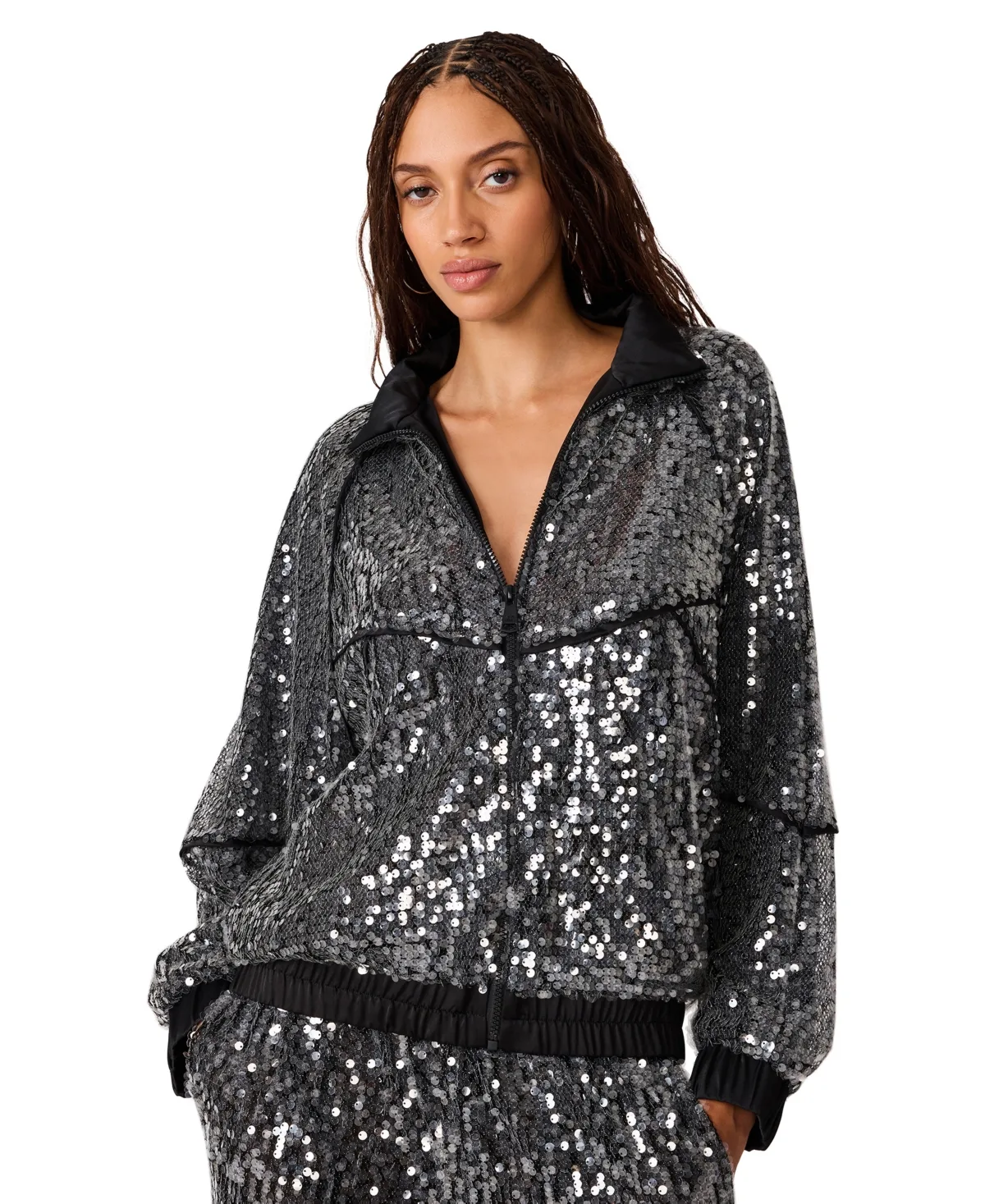 Jacey Sequin Lightweight Bomber Jacket by Steve Madden