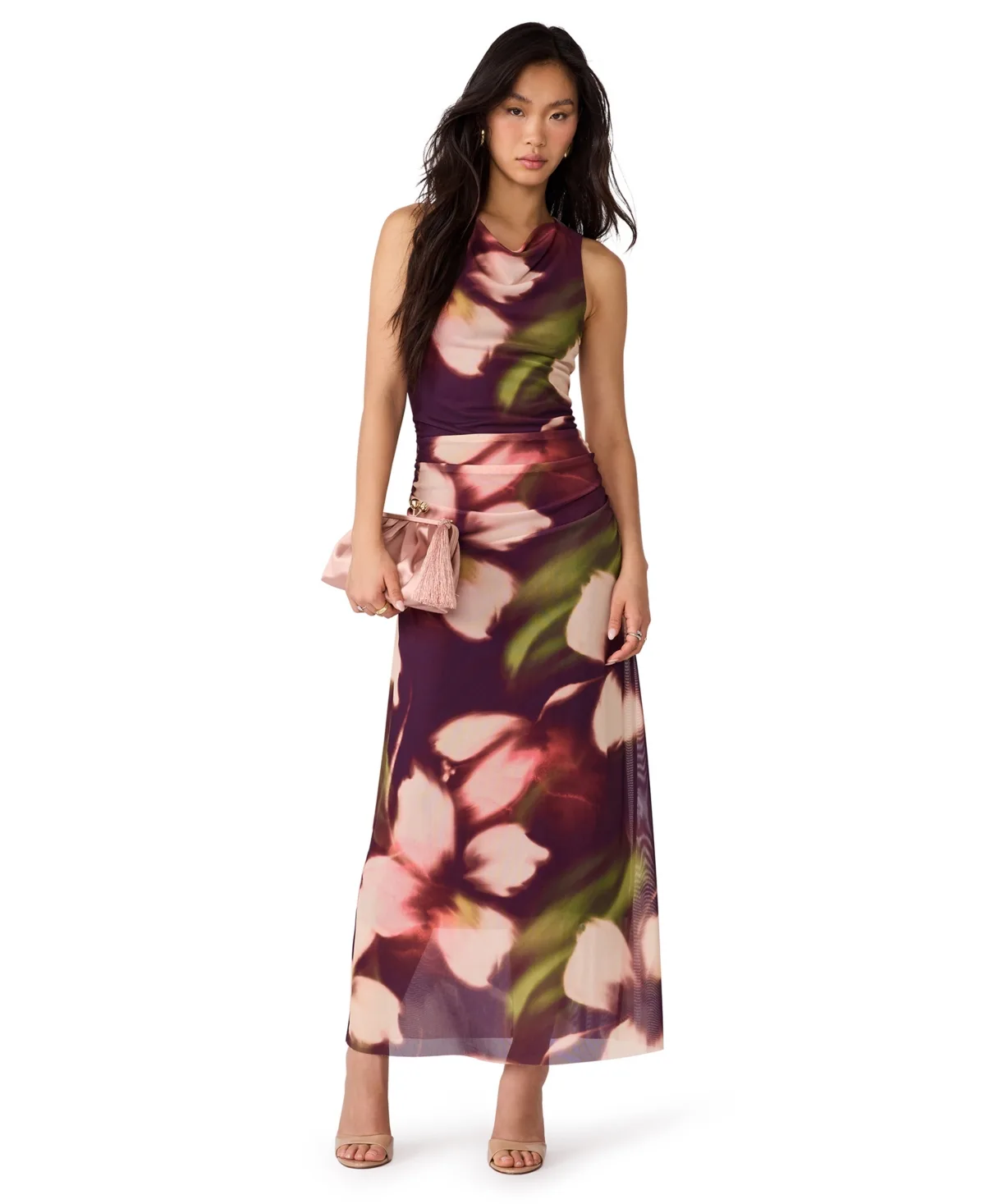 Rylen Cowl Neck Floral-Print Dress by Steve Madden