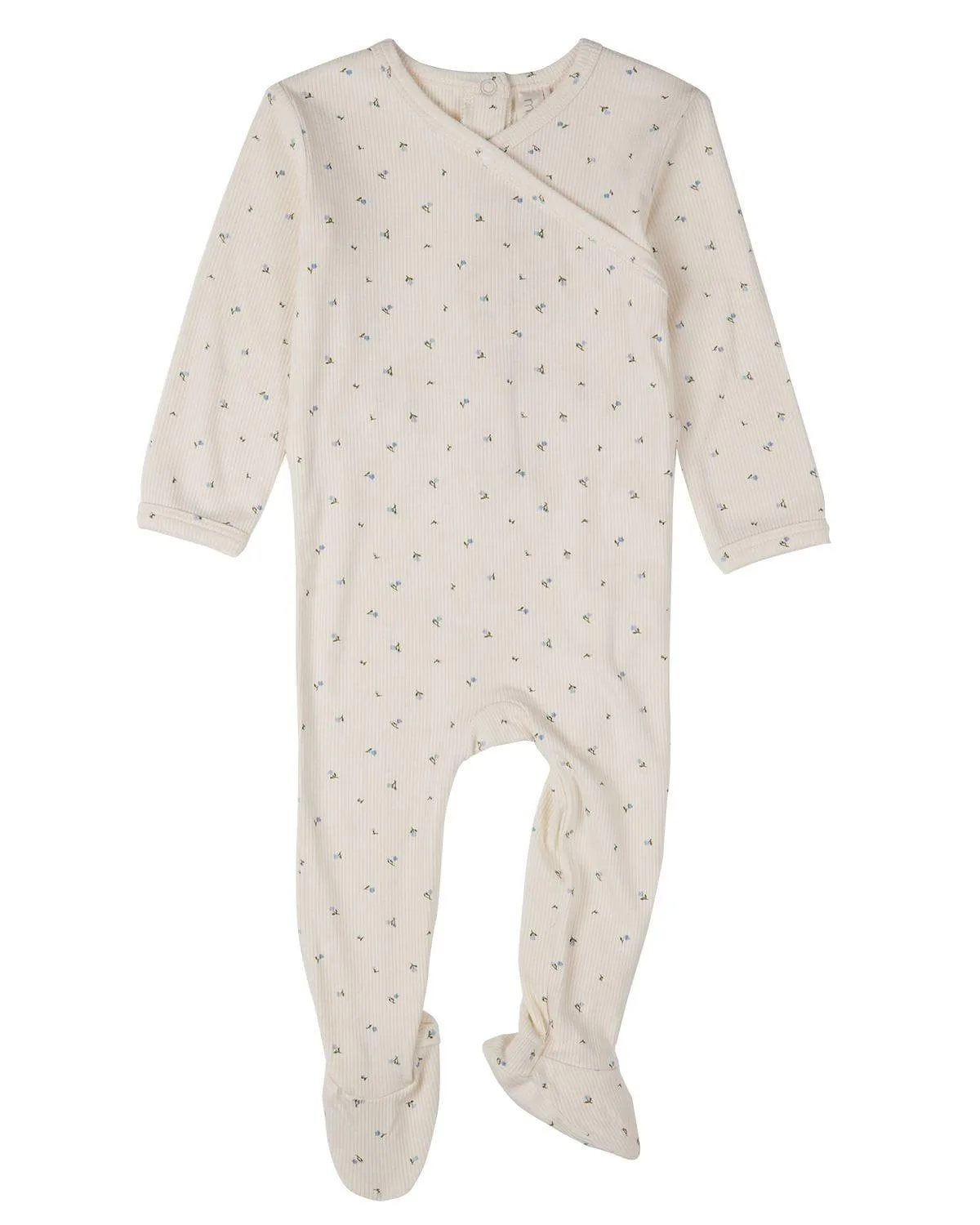 Sprigs Have Sprung Mini-Rib Rayon-Blend Crossover-Neck Footie by Memoi