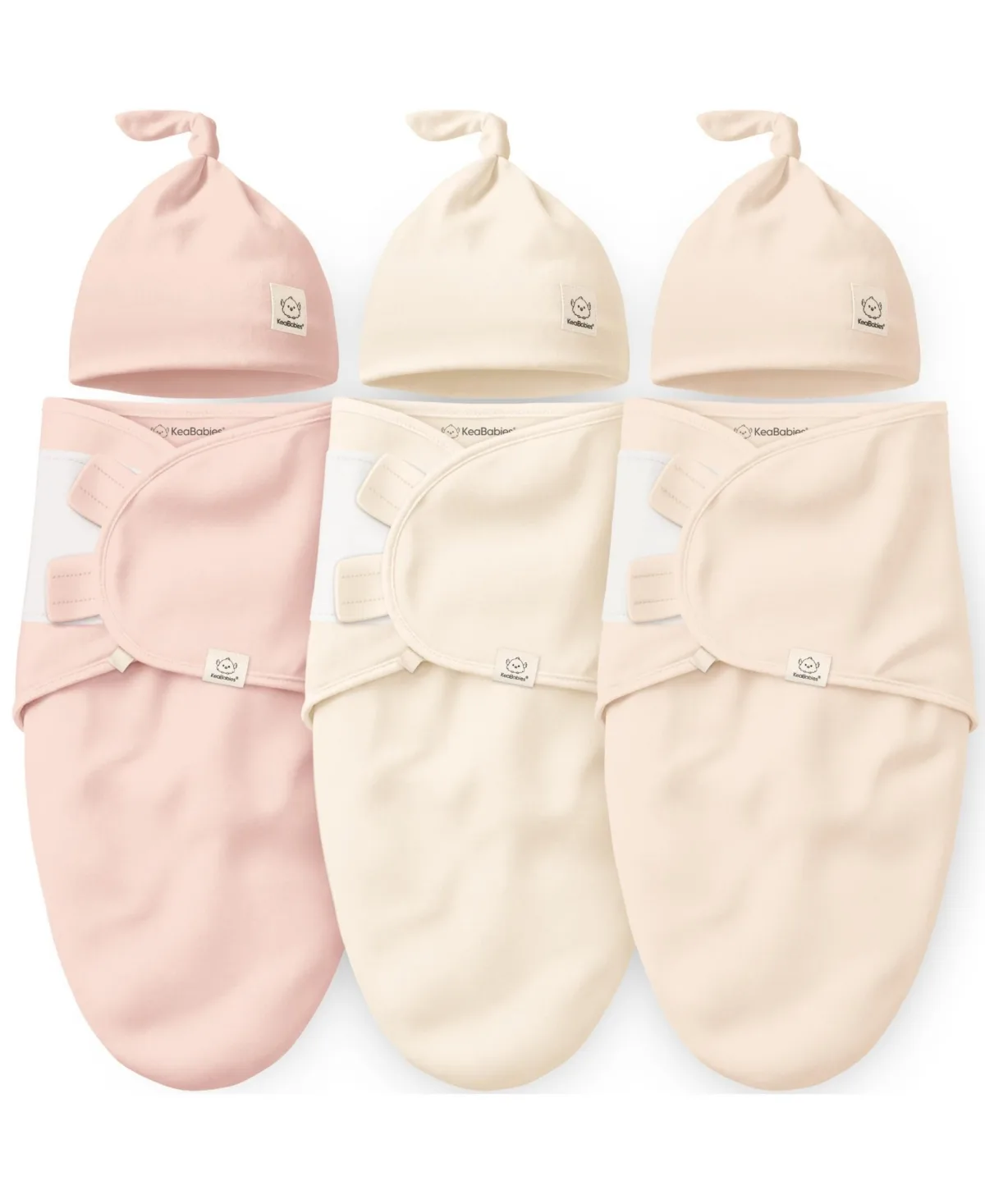 Organic Swaddle Sleep Sacks with Knot Hats, 3pk by Keababies