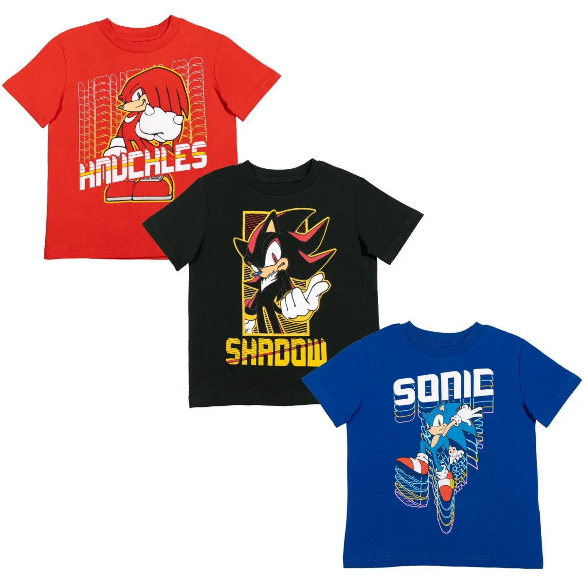 Tails Sonic the Hedgehog Knuckles Shadow 3 Pack Graphic T-Shirts by Sega