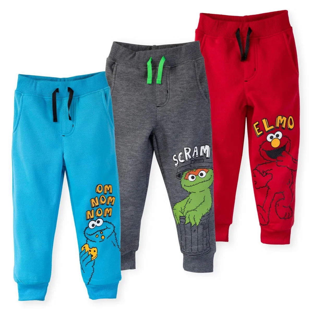 Baby Elmo Cookie Monster Oscar the Grouch Fleece 3 Pack Pants by Sesame Street